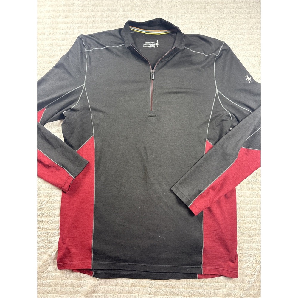 Smartwool Merino‎ 150 Pullover Men L Black 1/4 Zip Long Sleeve Shirt Base Layer